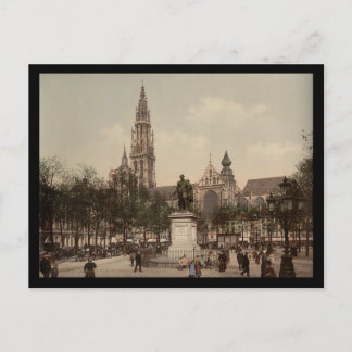 Carte Postale Place Verte et cathédrale, Anvers, Belgique