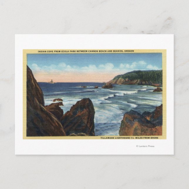Carte Postale Plage balnéaire et Cannon, Oregon (Devant)