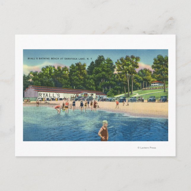 Carte Postale Plage de bain de Ryall à Saratoga Lake View (Devant)