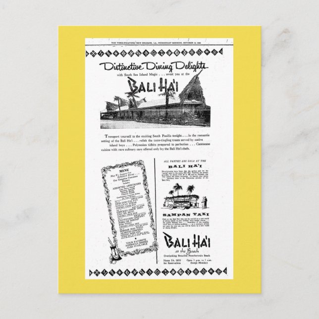 Carte Postale Plage de Bali Hai Pontchartrain (Devant)