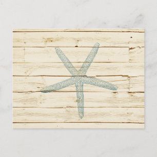 Carte Postale Plage de bois de framboise bleu Faux Cream