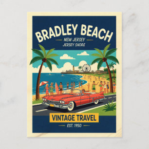 Carte Postale Plage de Bradley Beach NJ Jersey Shore Rétro