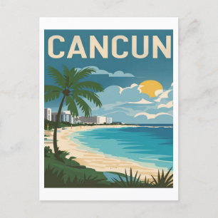 Carte Postale Plage de Cancun Vintage voyage Mexique