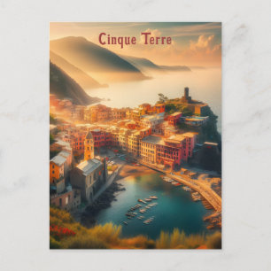 Carte Postale Plage de Cinque Terre Italie Vintage Europe Voyage