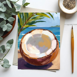 Carte Postale Plage de Cocotiers Aquarelle Tropicale