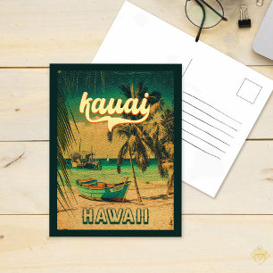 Carte Postale Plage de Kauai Hawaii Palmiers Rétro Souvenirs 60s