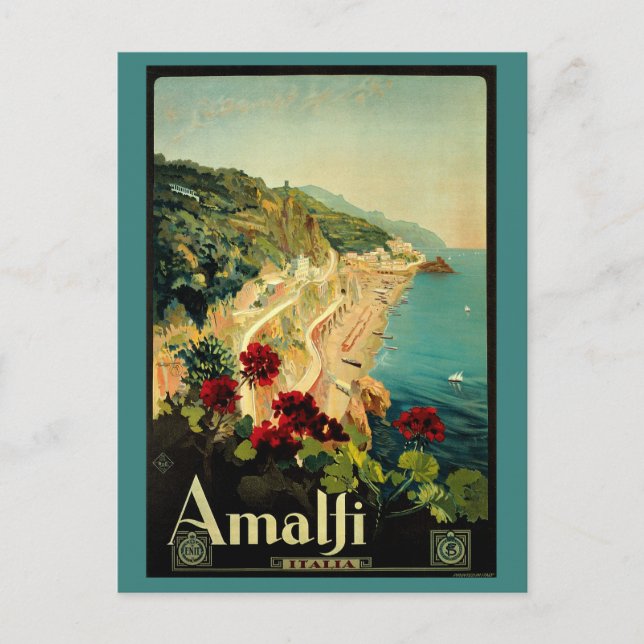Carte Postale Plage de la côte italienne d'Amalfi (Devant)