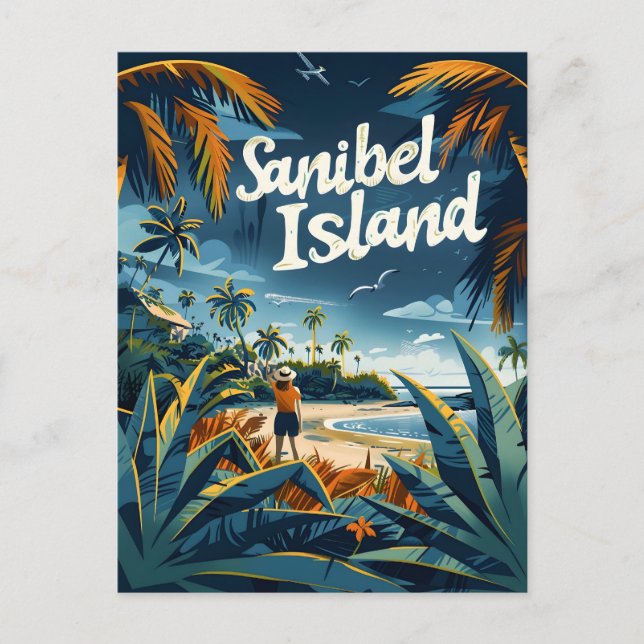 Carte Postale Plage de l'île de Sanibel Vintage (Devant)