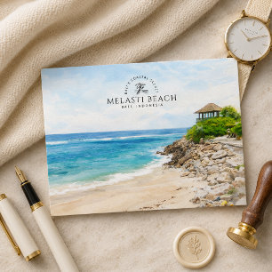 Carte Postale Plage de Melasti Bali, Indonésie, Souvenir Aquarel