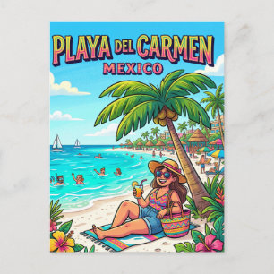 Carte Postale plage de Playa del Carmen voyageur Mexique