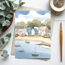 Carte Postale Plage de Rhode Island rivage aquarelle