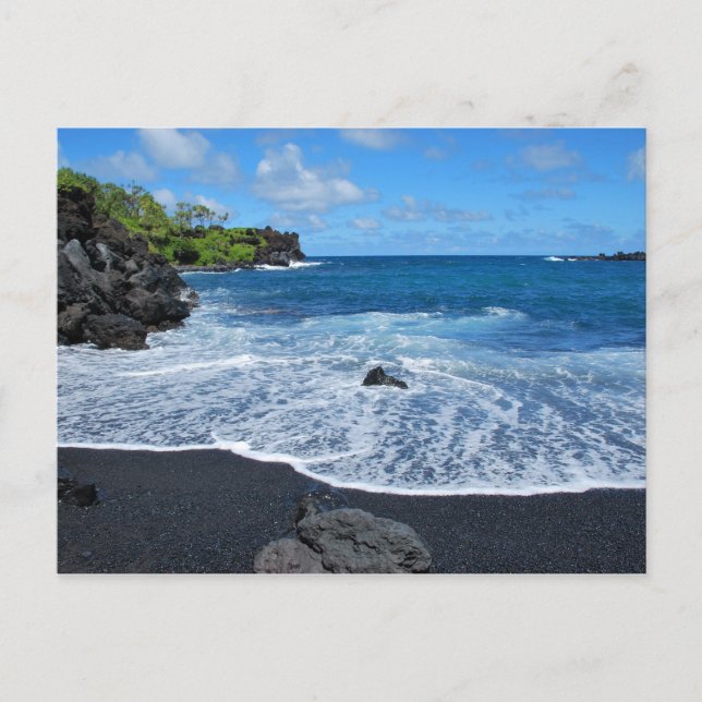 Carte Postale Plage de sable noir, Parc d'état de Waianapanapa,  (Devant)
