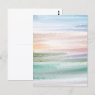 Carte Postale Plage de sable Vagues océaniques Coucher de soleil