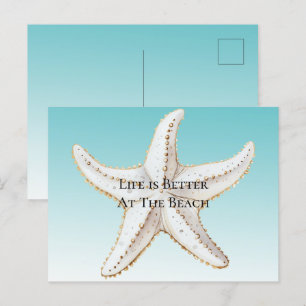 Carte Postale Plage de Starfish Aqua Blue White Gold