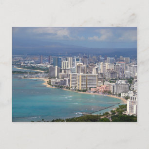 Carte Postale Plage de Waikiki et vue panoramique sur la skyline