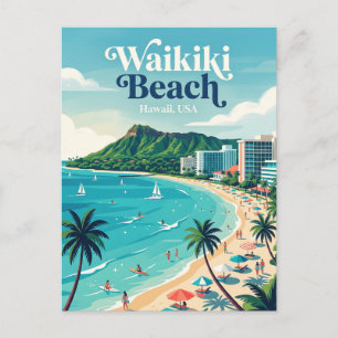 Carte Postale Plage de Waikiki Hawaï