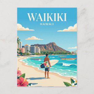 Carte Postale Plage de Waikiki, Honolulu Hawaï
