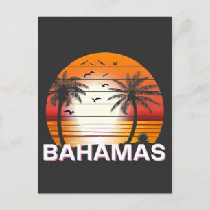 Carte Postale Plage d'été des palmiers Vintages Bahamas