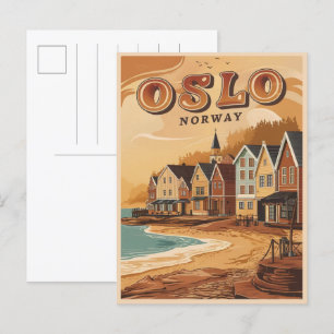 Carte Postale Plage d'Oslo Norvège souvenirs et cadeaux vintage