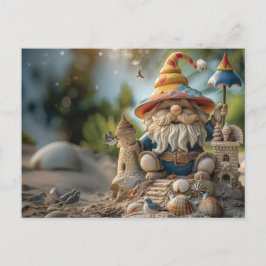 Carte Postale Plage gnome assis sur le trône de plage