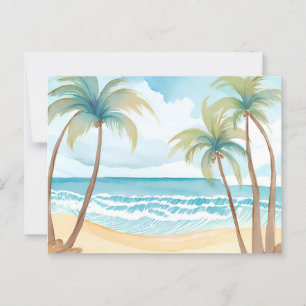 Carte Postale Plage Hawaïenne   Palmier Aquarelle Tropicale