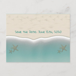 Carte Postale Plage Sandy Shore Starfish Enregistrer la date Car