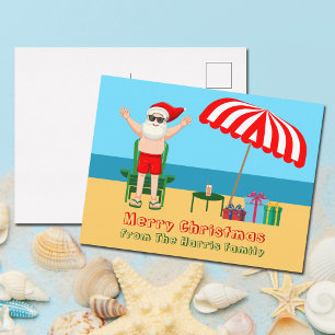 Carte Postale Plage Santa Claus Cute Custom Christmas