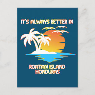 Carte Postale Plage tropicale des Caraïbes de l'île de Roatan Ho
