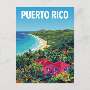 Carte Postale Plage tropicale rétro de Porto Rico