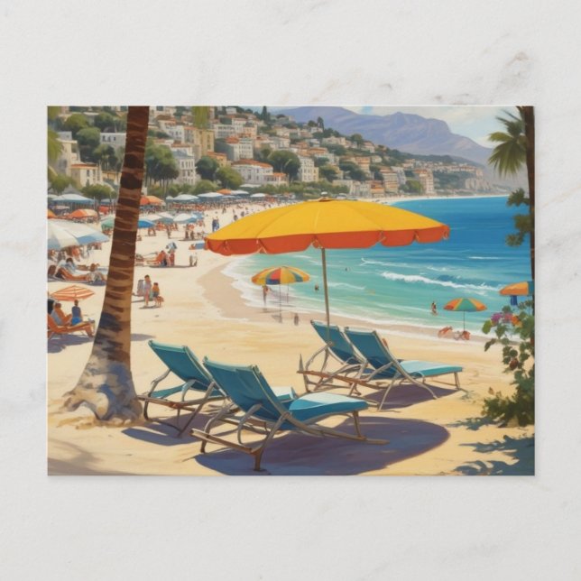Carte Postale Plage vintage Côte d'Azur (Devant)