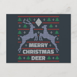 Carte Postale Plaid hideux - Cerf de Noël disant Jumper de Noël 