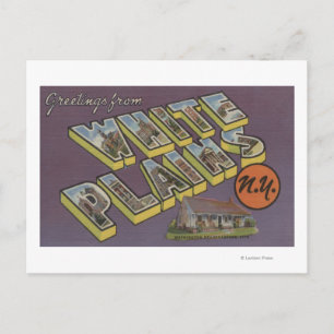 Carte Postale Plaines blanches, New York - Grandes lettres scène