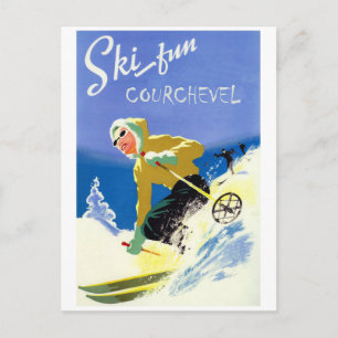 Carte Postale Plaisir du ski à Courcheval