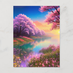 Carte Postale Plaisir floral au bord du lac