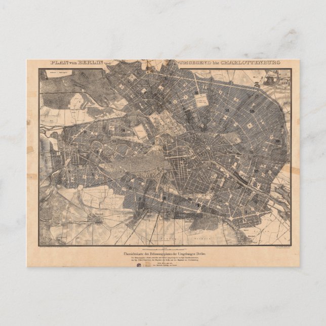Carte Postale Plan d'aménagement de Berlin en Allemagne en 1862 (Devant)