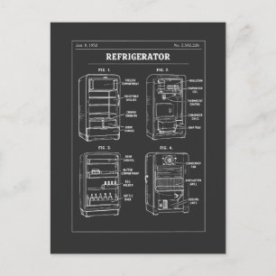 Carte Postale Plan de brevet de réfrigérateur rétro
