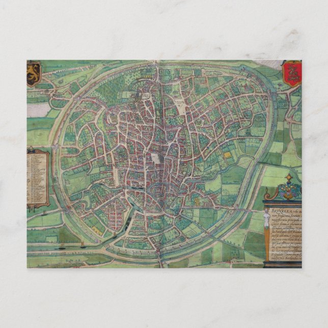 Carte Postale Plan de Bruxelles, de 'Civitates Orbis Terra (Devant)
