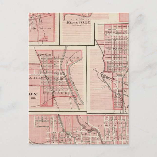 Carte Postale Plan de Cambridge City, Wayne Co avec Newport (Devant)
