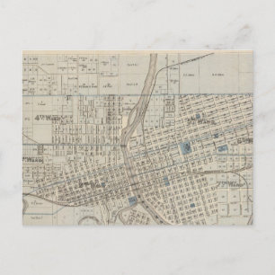 Carte Postale Plan de Des Moines, comté de Polk, Iowa