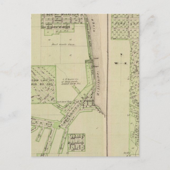 Carte Postale Plan de la ville de McGregor (Devant)