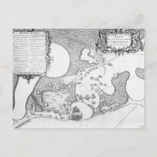 Carte Postale Plan de la Ville et du Port de Carthagène