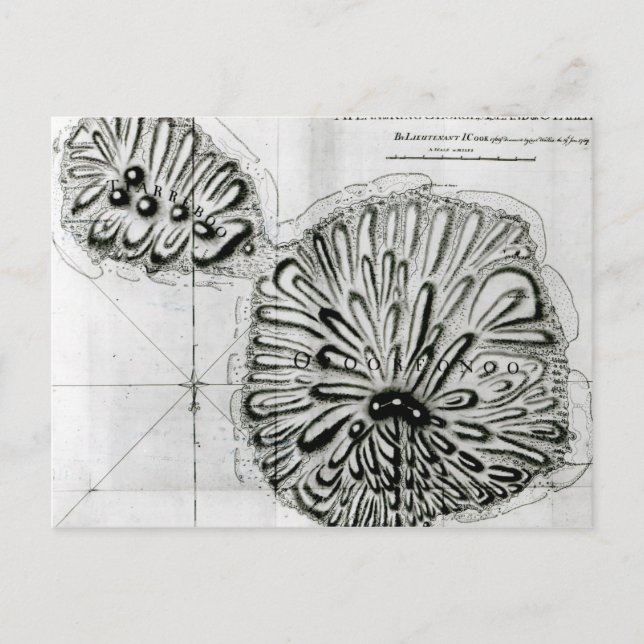 Carte Postale Plan de l'île King Georges ou d'Athée, 1769 (Devant)