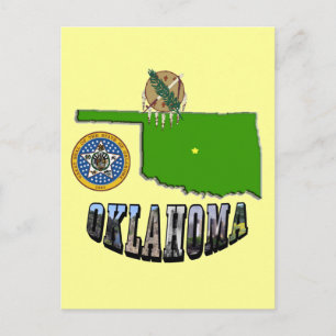Carte Postale Plan de l'Oklahoma - Plan, sceau et texte de l'ima
