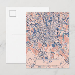 Carte Postale Plan de ville venteux de Milan Italie Voyage