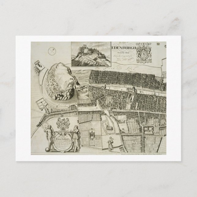 Carte Postale Plan d'Édimbourg, pub. par John Smith (c.1652-1742 (Devant)