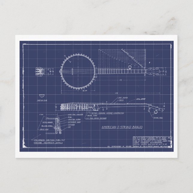 Carte Postale Plan directeur vintage Banjo (Devant)