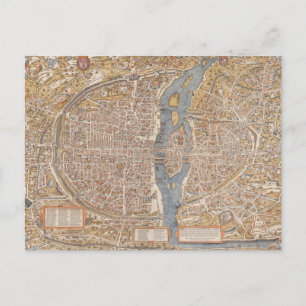 Carte Postale Plan vintage de Paris France toile Imprimer