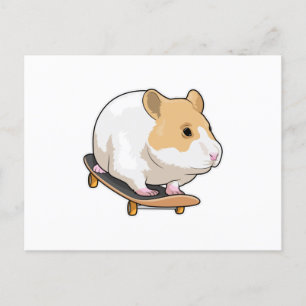 Carte Postale Planche à roulettes pour hamster