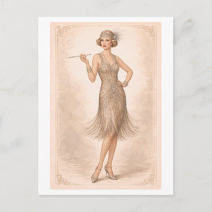 Carte Postale Planche de mode flapper de style vintage des année