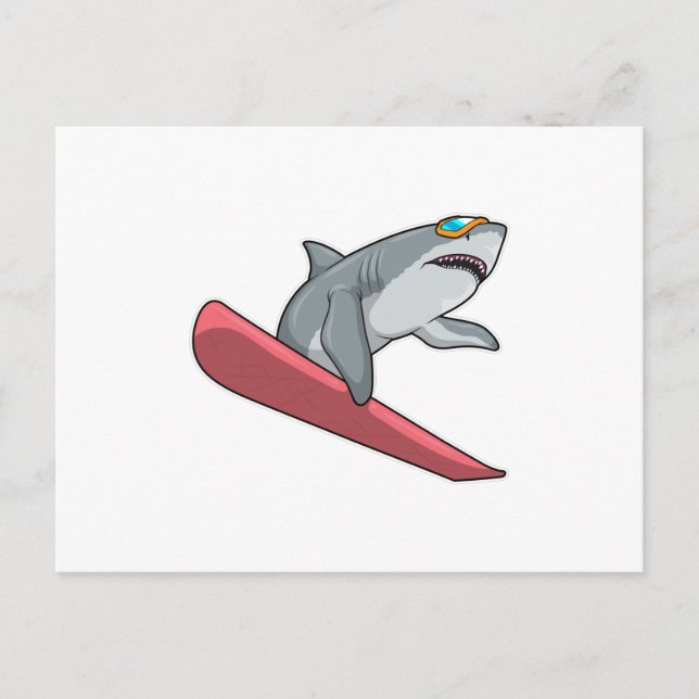 Carte Postale Planchiste Requin Planche à Neige (Devant)